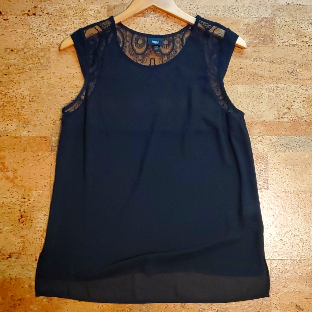 Black lace back blouse